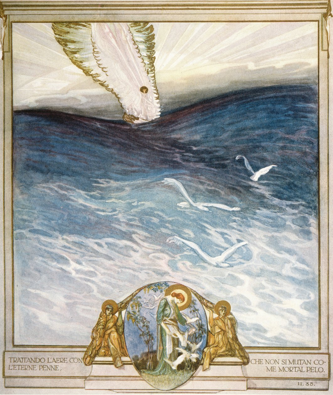 ダンテの「神の喜劇」、煉獄、カントIIのイラスト：35、1921 作： フランツ・フォン・バイロス