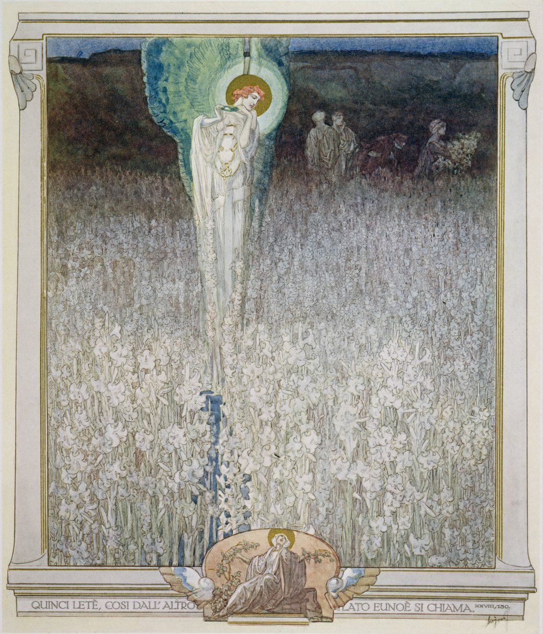 ダンテの「神の喜劇」、煉獄、カントXXVIIIからの挿絵：130、1921 作： フランツ・フォン・バイロス