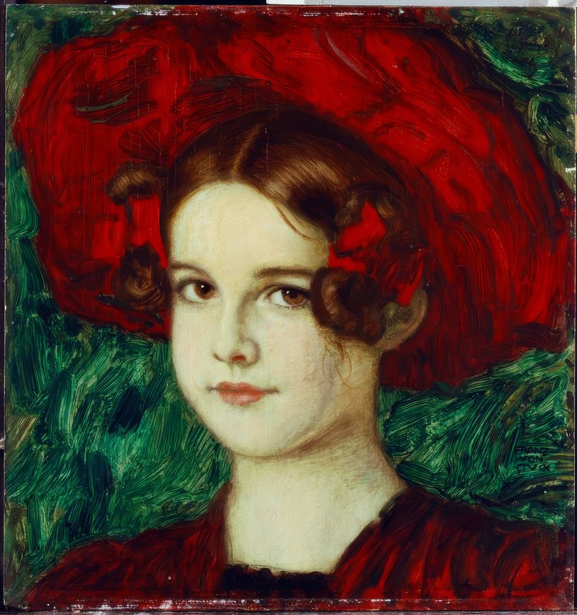 フランツv。スタック、赤い帽子のメアリー-絵画、1902年頃 作： フランツ・フォン・スタック