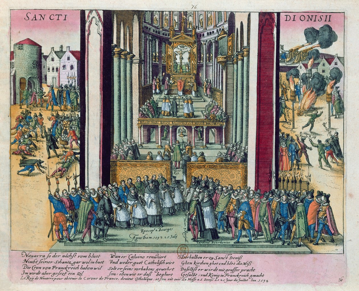 1593年7月15日、アンリ4世の死刑と聖デニスでのカトリックへの改宗 作： フランツ・ホーゲンベルク