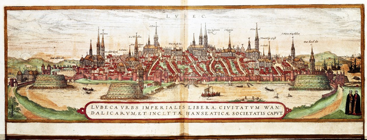 ルーベックの地図（彫刻 作： フランツ・ホーゲンベルク