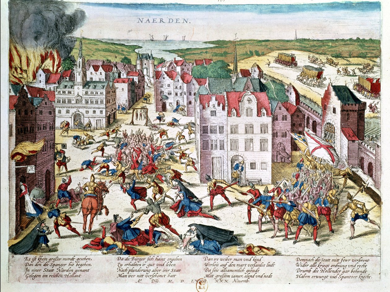 フェルナンドアルバレスデトレド政権時代のフランダースでの虐殺（1508-82）アルバ公、1572年11月30日 作： フランツ・ホーゲンベルク