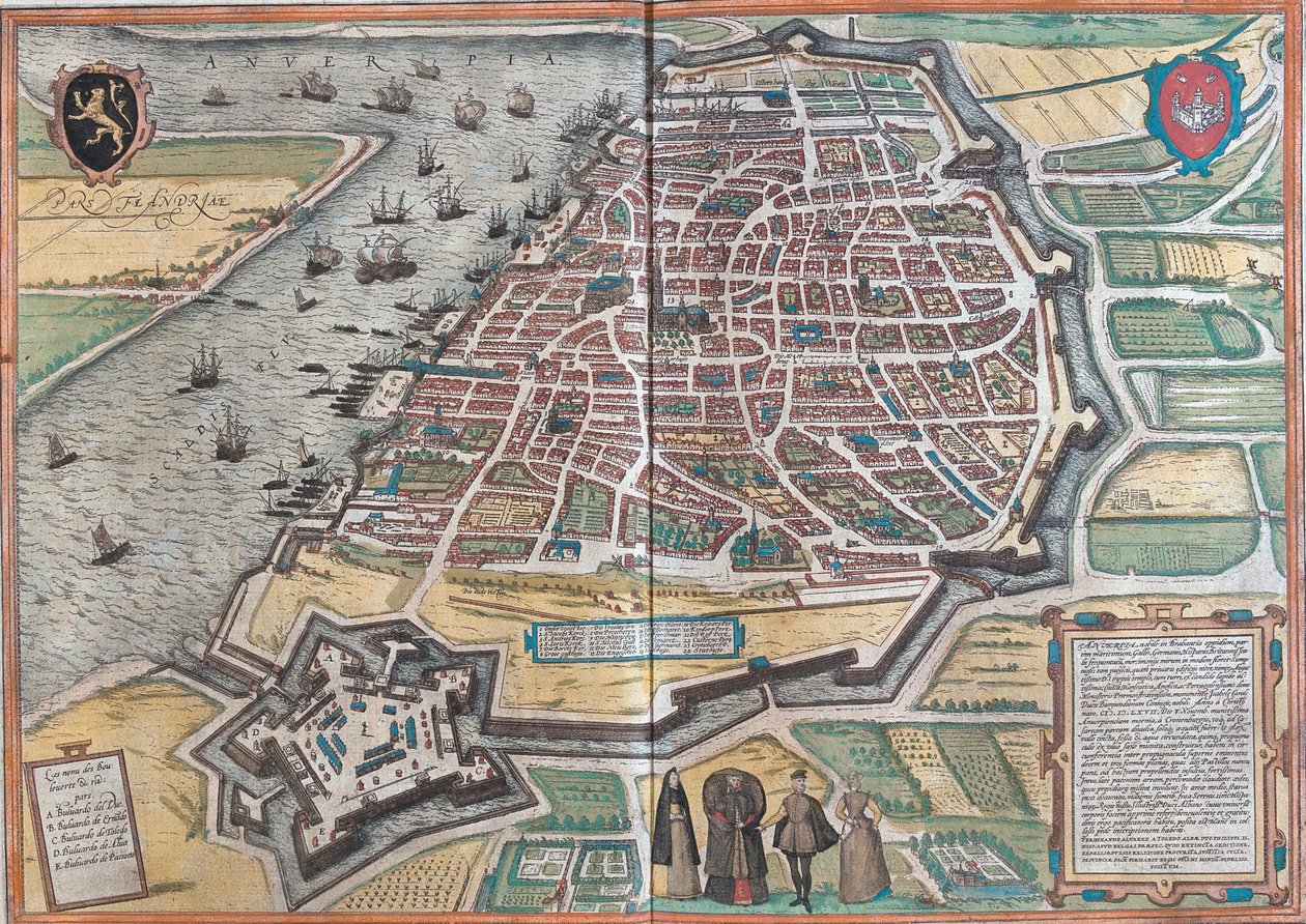 アントワープの地図 作： フランツ・ホーゲンベルク