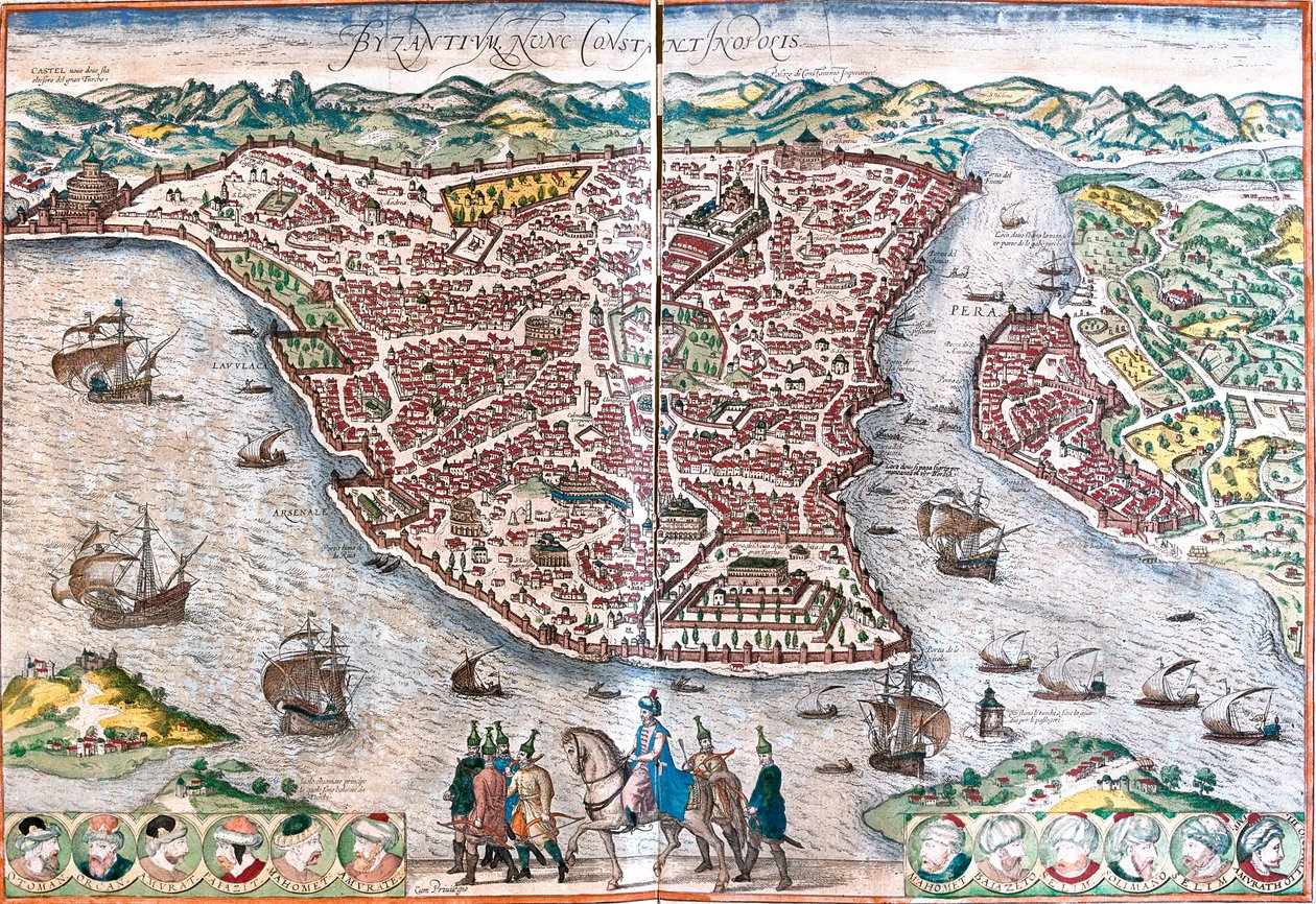 ビザンチウムの計画、コンスタンティノープルと改称（Byzantium nunc Constantinopolis）（現在のイスタンブール 作： フランツ・ホーゲンベルク