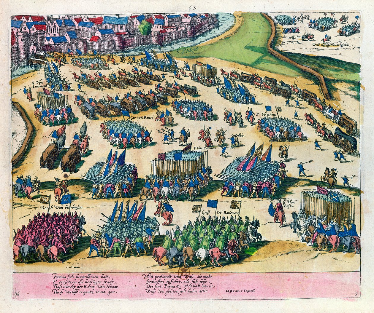 パルマ公爵は1590年にアンリ4世の勢力によるパリの包囲を和らげました 作： フランツ・ホーゲンベルク