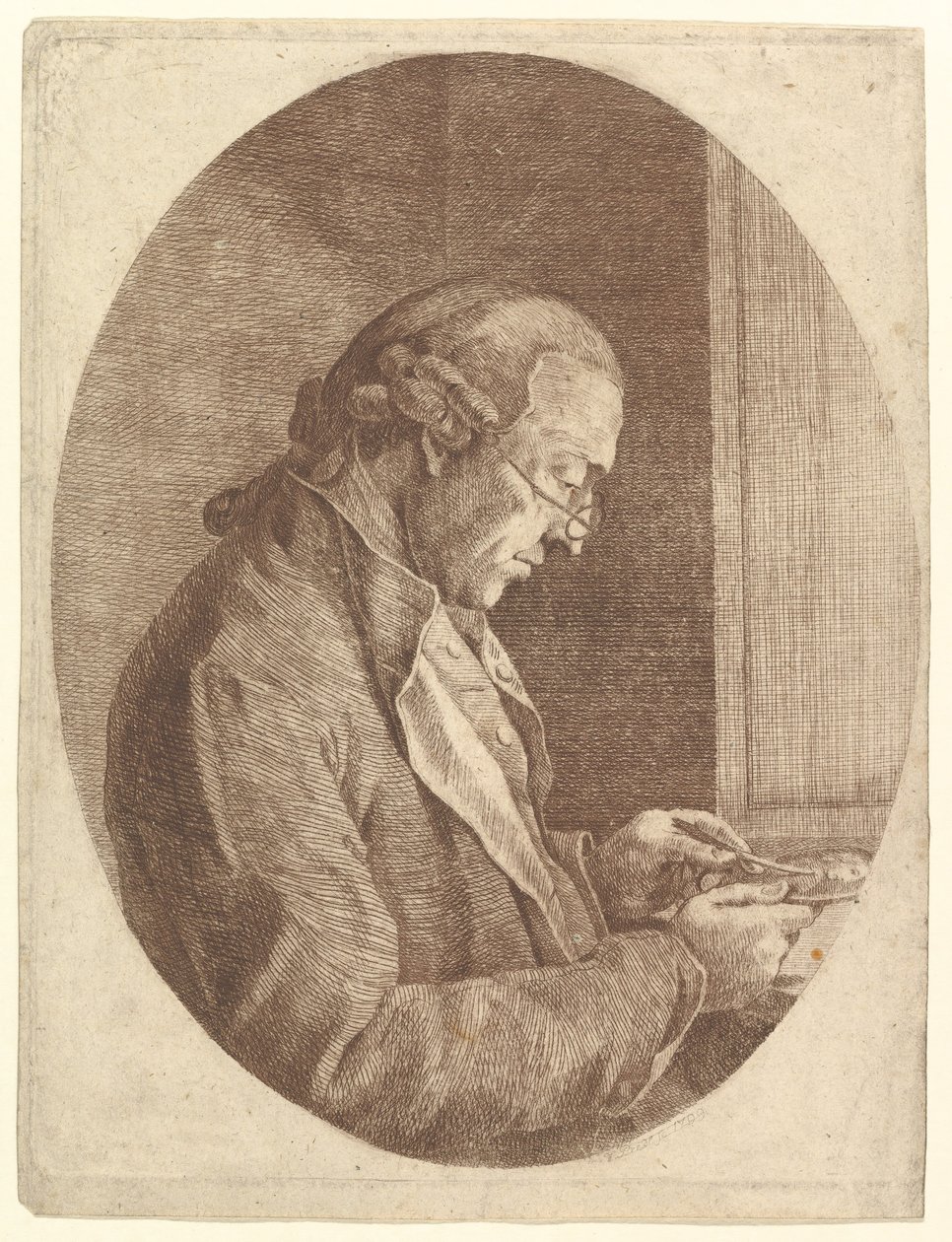 肖像画のミニチュアをスケッチするアーティストの肖像画、1799年。 作： フランツ・ヤコブ・ヨーゼフ・イグナッツ・フォン・プレドル