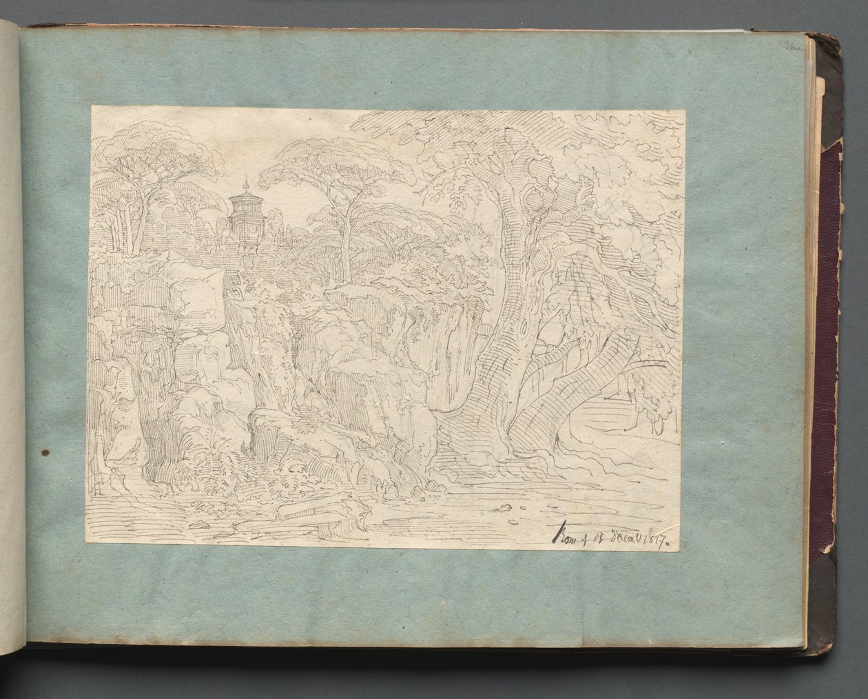 ローマとその周辺の景色を含むアルバム、Landscape Studies、36aページ: Roman View 作： フランツ・ヨハン・ハインリヒ・ナドルプ
