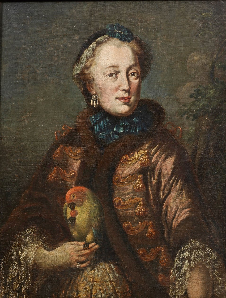 ドイツ語：Kurfürstin Maria Anna von Bayern mit Papagei バイエルン選帝侯マリア・アンナ・ソフィア（1728-1797）の鳥を持った肖像画 作： フランツ・ジョセフ・ウィンダー