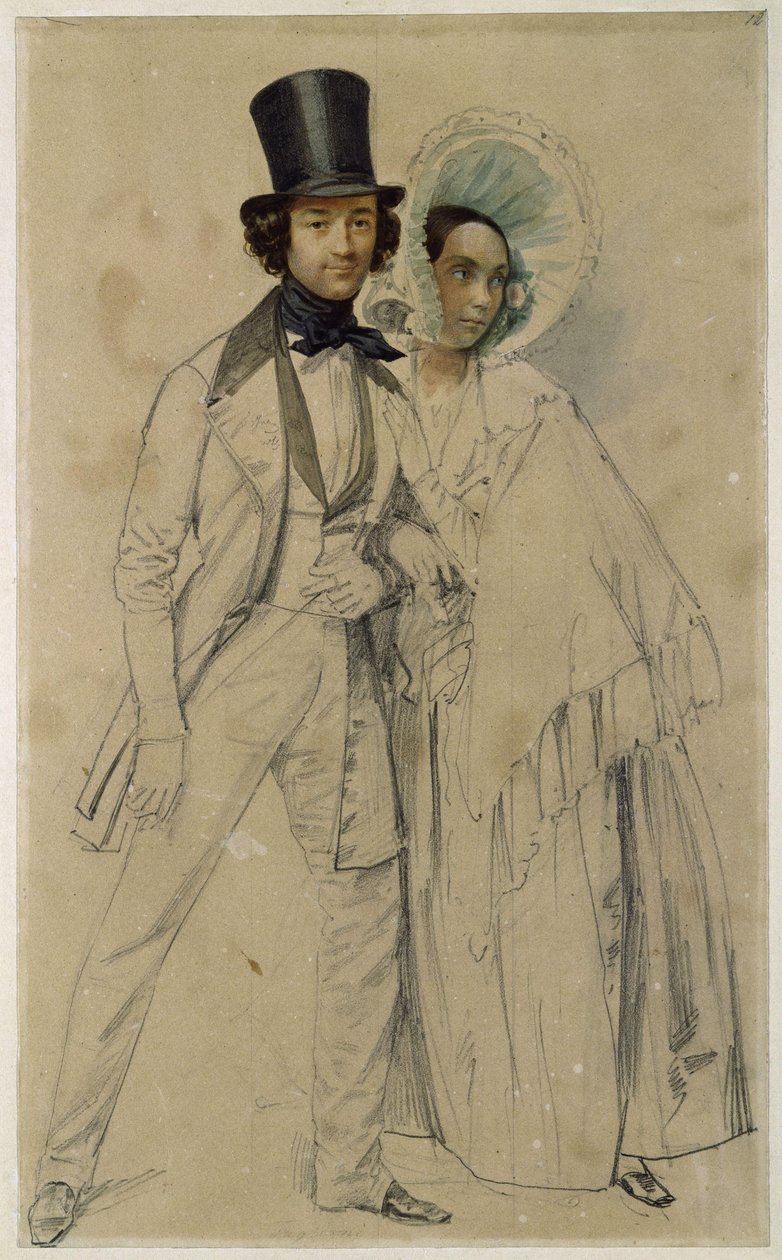 パウルとアマーリエ・タリオーニ夫妻（絵画「近衛歩兵第一連隊の観兵式」の習作、1839年） 作： フランツ・クルーガー