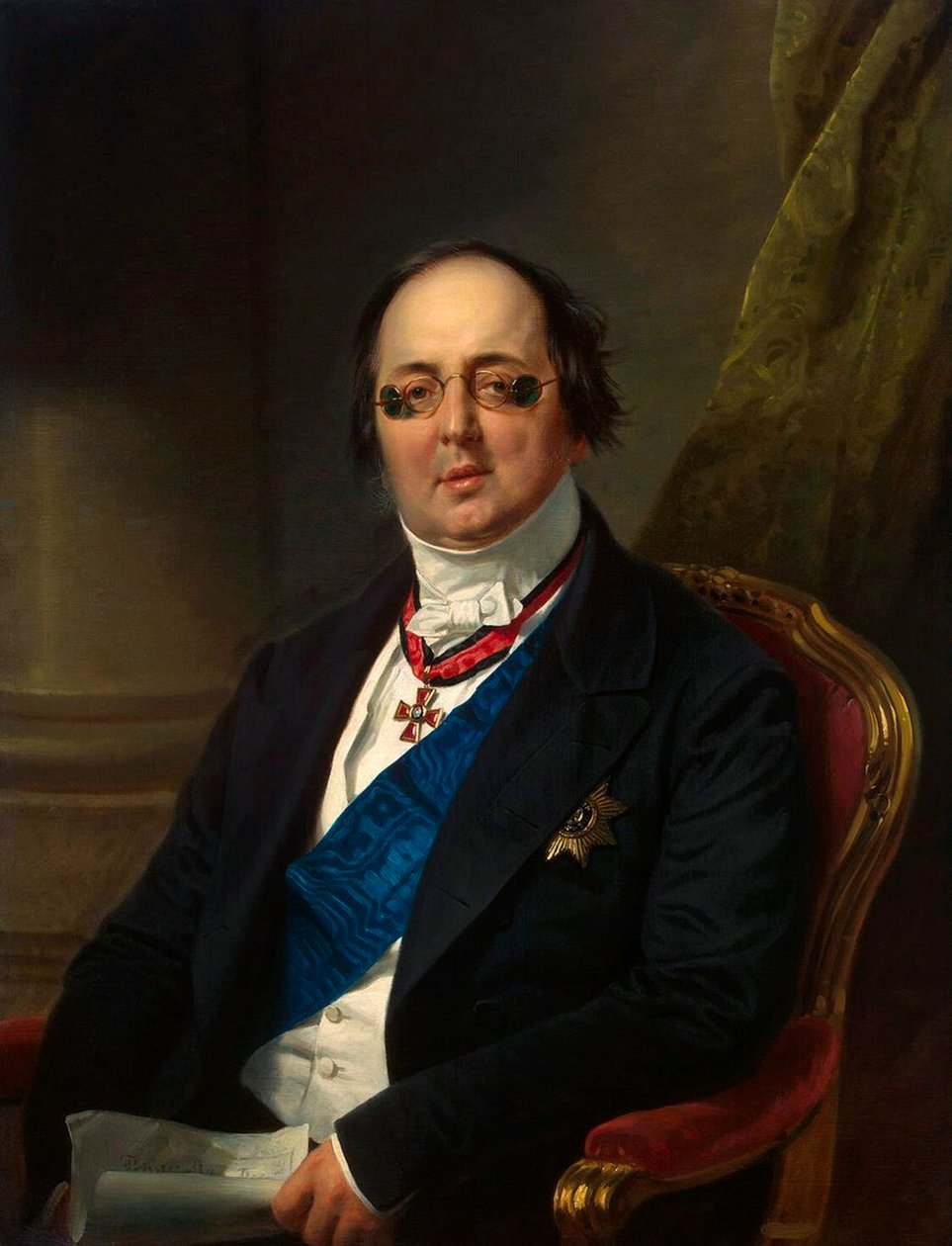 「アレクサンドル・クシェレフ・ベズボロドコ伯爵の肖像」、1851～1852年。 作： フランツ・クルゲール