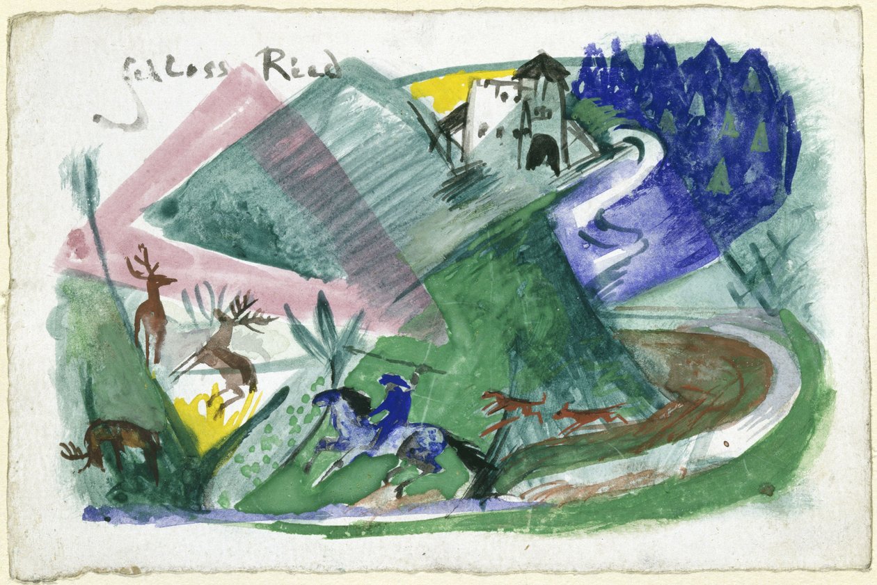 リート城（エルゼ・ラスカー＝シューラー宛ての絵葉書） 作： フランツ・マーク