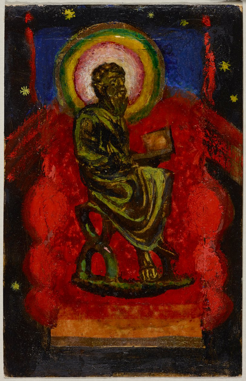 Sitzender Heiliger (Byzantinischer Heiliger), Postkarte aus Sindelsdorf an Wassily Kandinsky in München 作： フランツ・マーク