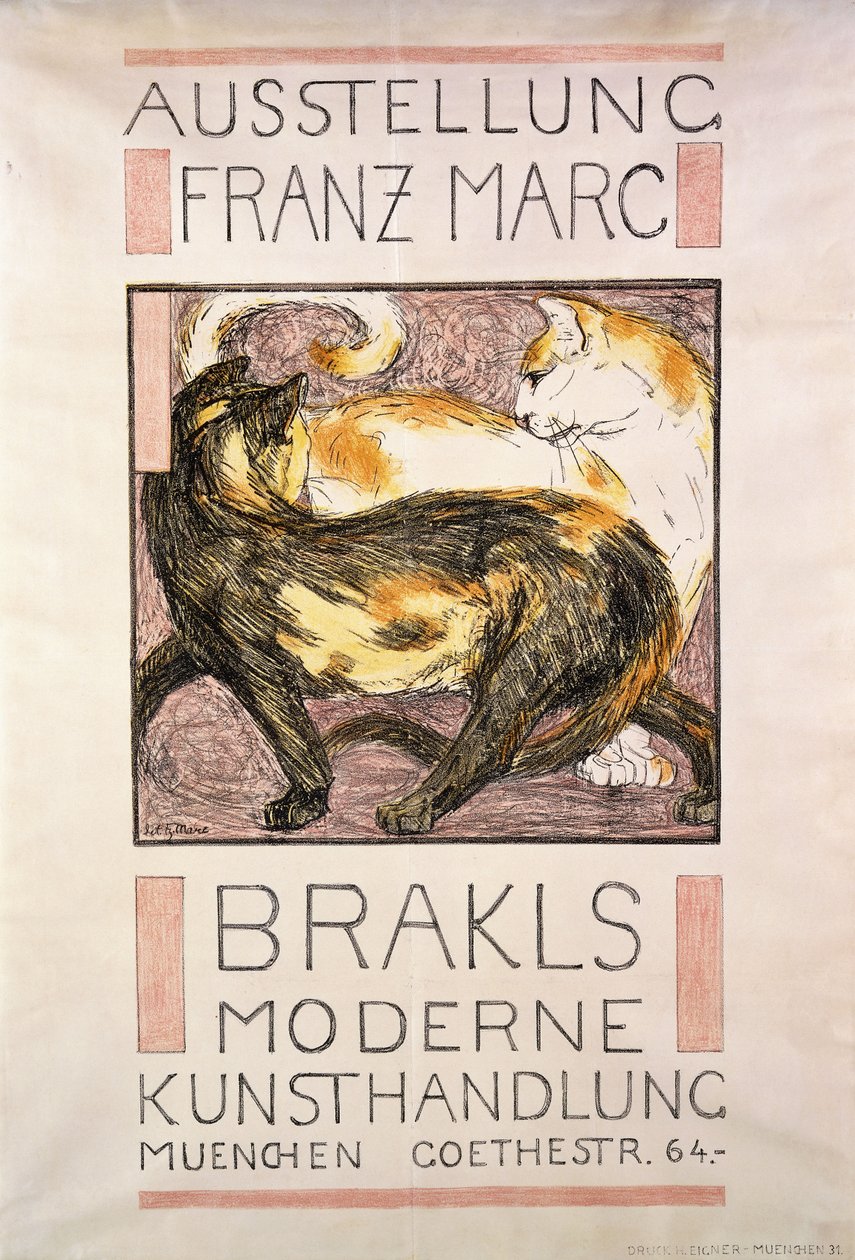 2匹の猫、1909-10 作： フランツ・マーク