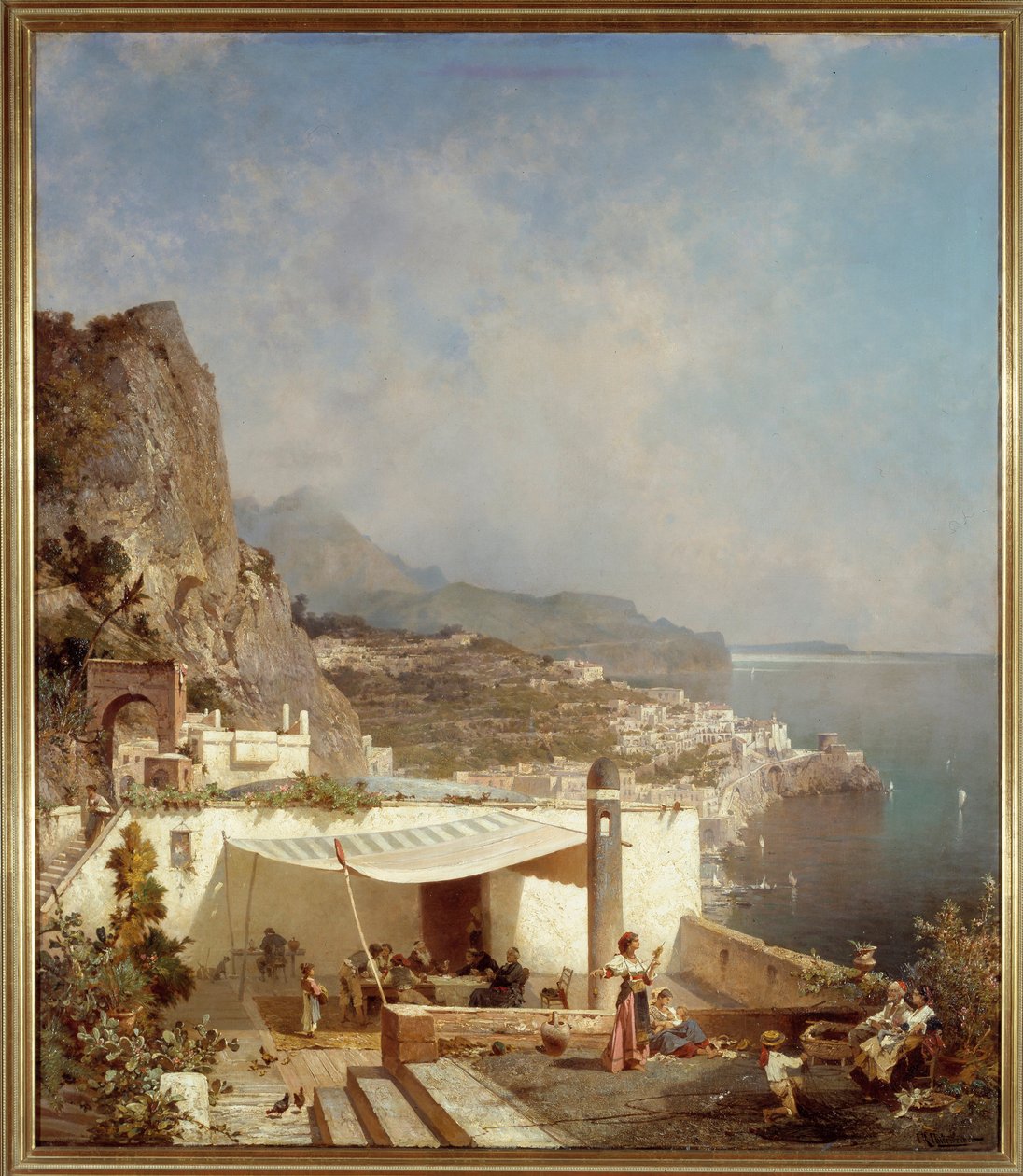 ナポリの湾。フランツ・リヒャルト・ウンターベルガー（1838-1902）の絵画 Ec.Bel. 作： フランツ・リチャード・ウンターバーガー
