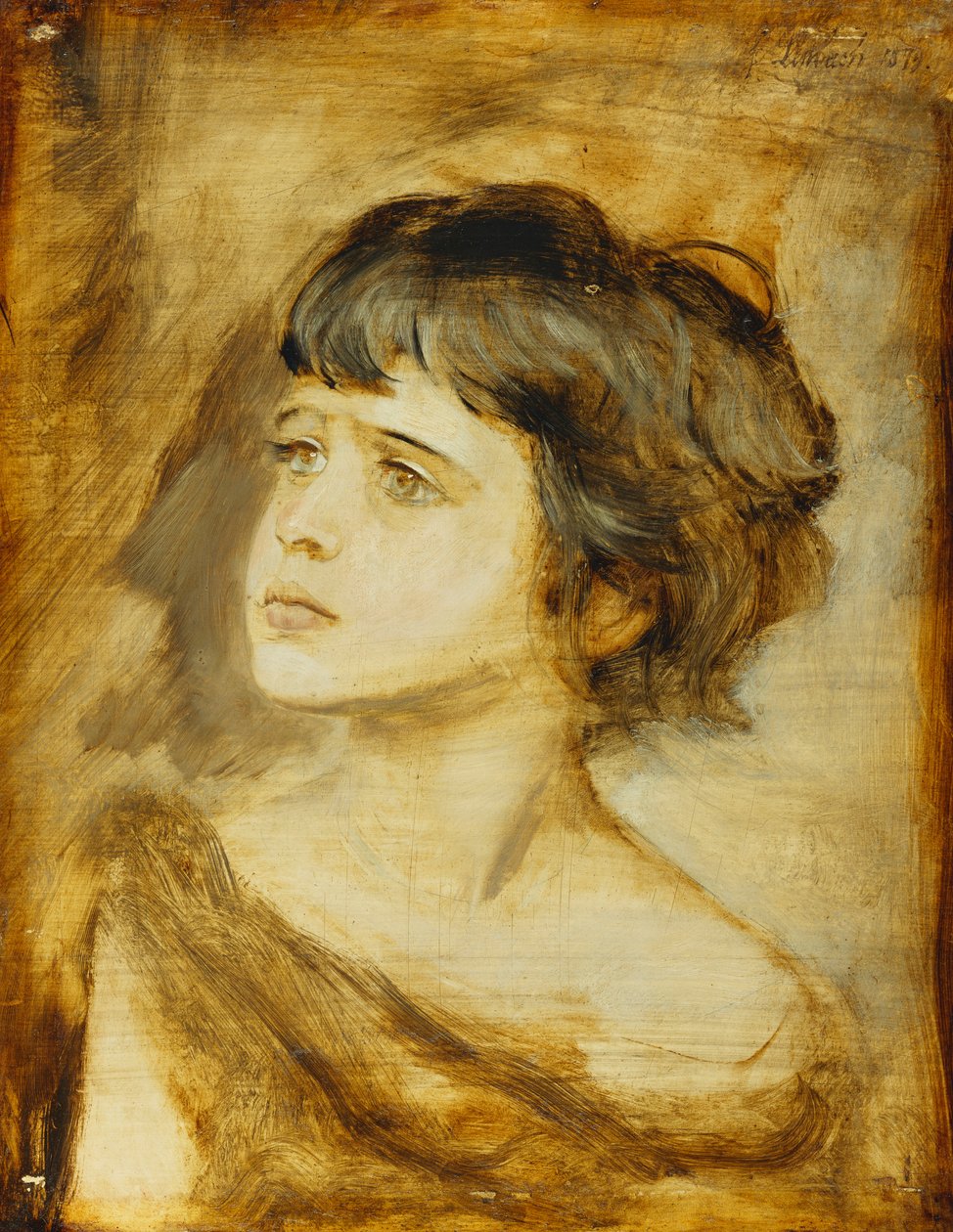 少女の頭、1879 作： フランツ・セラフ・フォン・レンバッハ