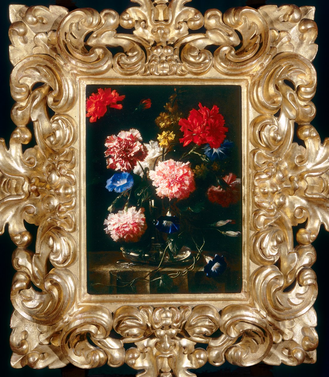 ガラスの花瓶に入った花のある静物 作： フランツ・ヴェルナー・タム