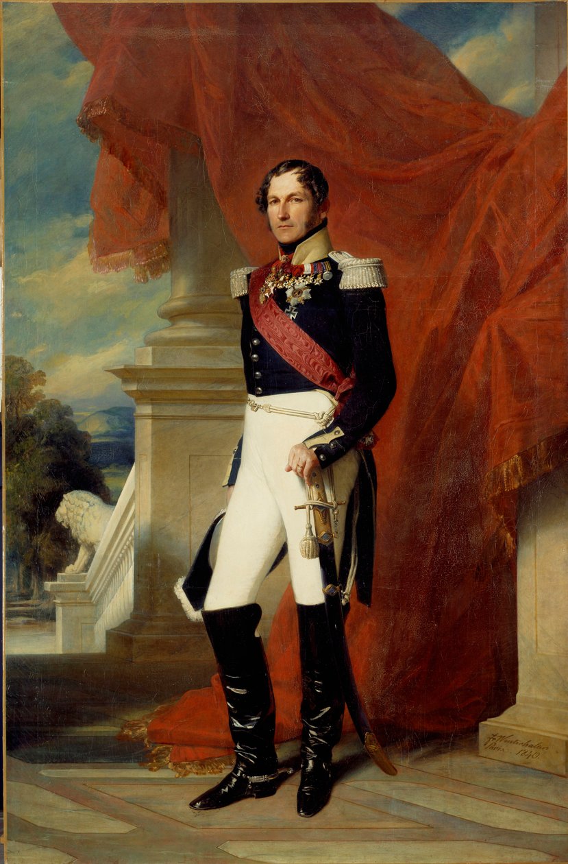 ベルギー国王レオポルド1世（1790-1865）の足型の肖像画 Xaver Winterhalter（1806-1873）による絵画 1840年 日。2,78x1,81メートル 作： フランツ・ザビエル・ウィンターハルター