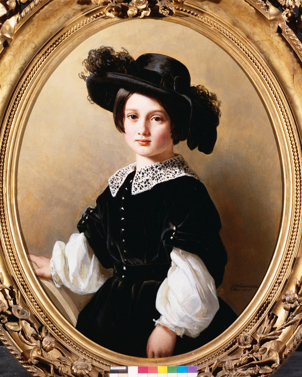 若い女の子の肖像画、1850 作： フランツ・ザビエル・ウィンターハルター