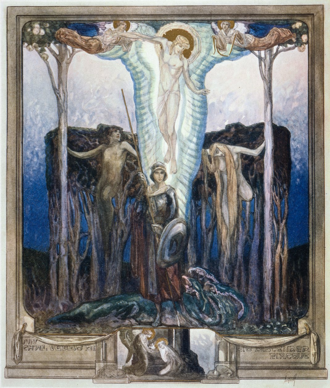ダンテの「神曲」からの挿絵、楽園、カント VII 作： フランツ・フォン (1866 1924) バイロス