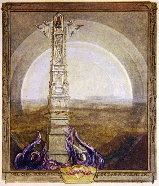 Dantes Divine Comedy、Paradise、Canto I、1921年のイラスト（紙にトイレ） 作： フランツ・フォン・バイロス