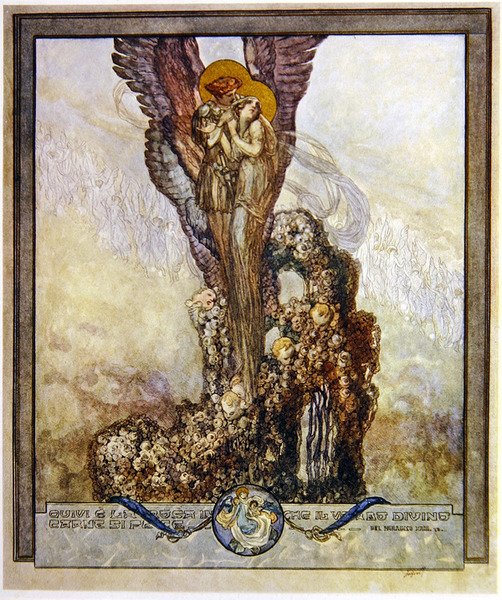Dantes Divine Comedy、Paradise、Canto XXIII、1921からのイラスト（紙にトイレ） 作： フランツ・フォン・バイロス