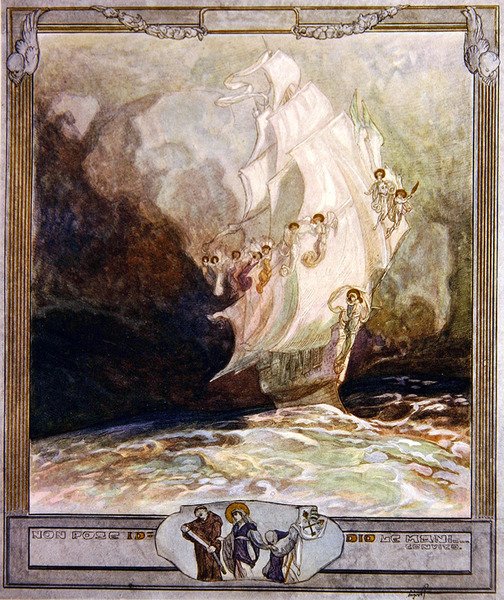 Dantes Divine Comedy、Paradise、Canto XXVII、1921年のイラスト（紙にトイレ） 作： フランツ・フォン・バイロス