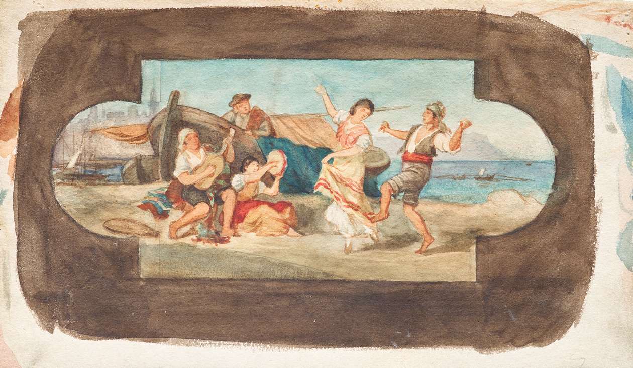 イタリア人の踊り - 天井画の下書き 作： フランツ・フォン・マッシュ