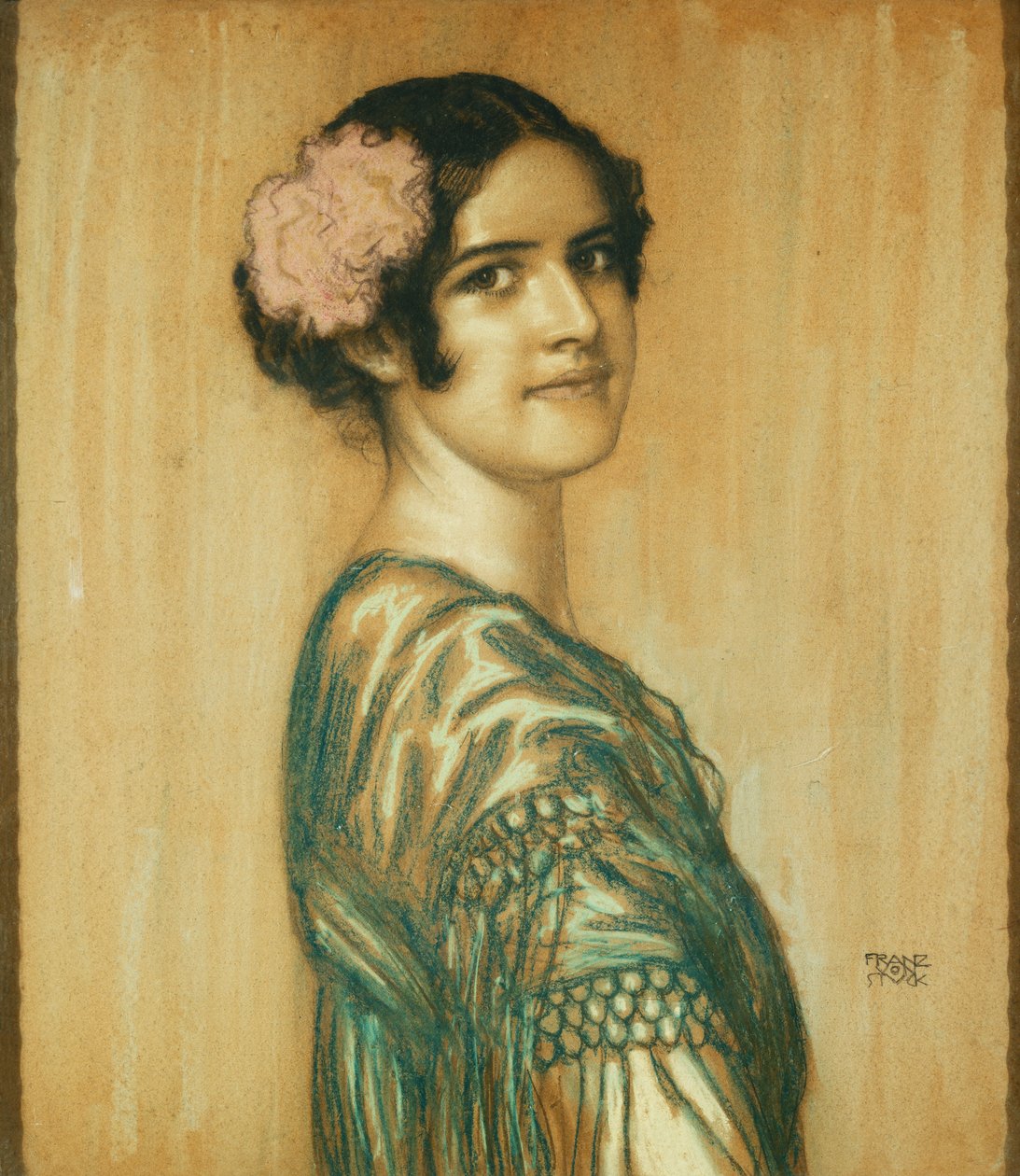 芸術家の娘であるメアリーのスペインの女性としての肖像画、 作： フランツ・フォン・スタック