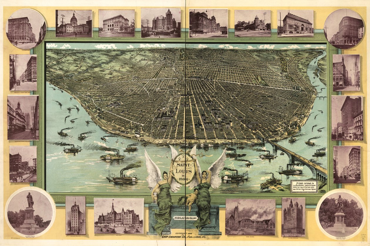 1896年のセントルイス。 作： フレッド; Fred Graf Engraving Co. Graf