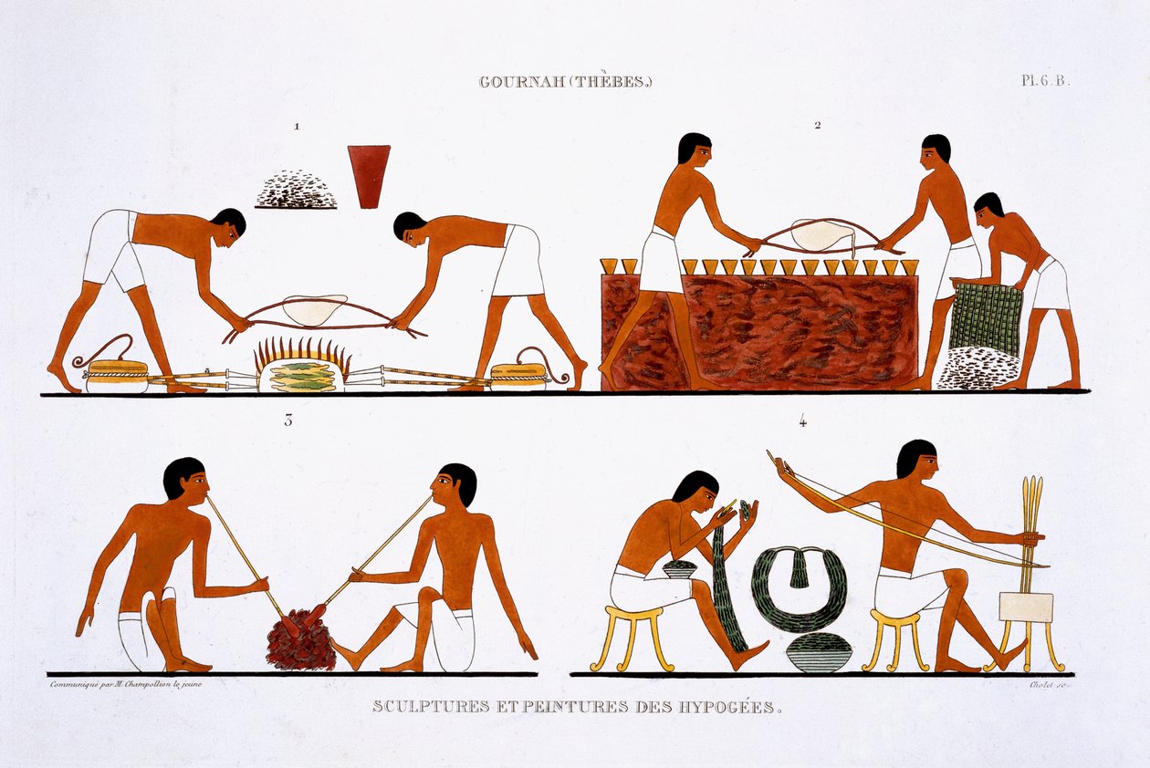ジュエリーと金属のワークショップ、テーベのフレスコ画の珍しい記録から、フレデリックカイリョウ（1787-1869）、1819年にカラーリソによって2回目のエジプト訪問を記録 作： フレデリック・カイリオ