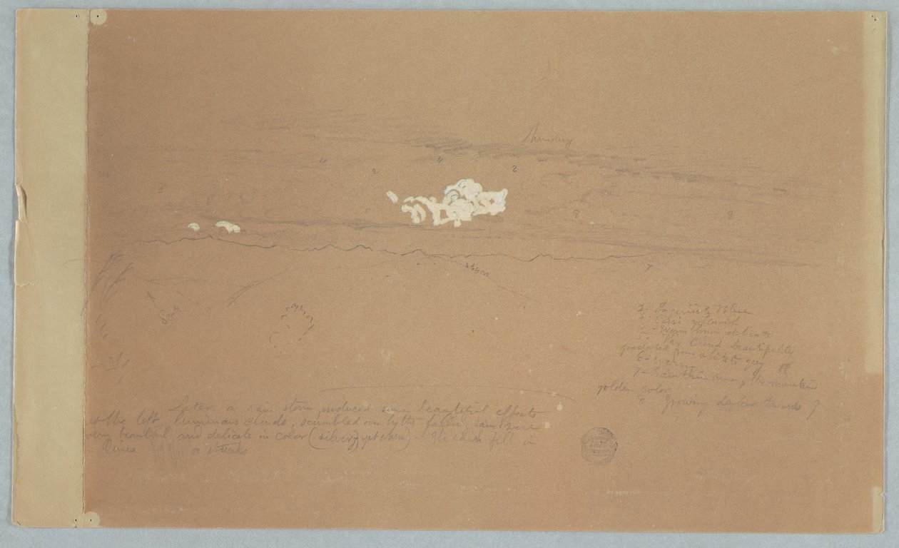 図面、山の風景、おそらく1857年の曇り空 作： フレデリックエドウィン教会