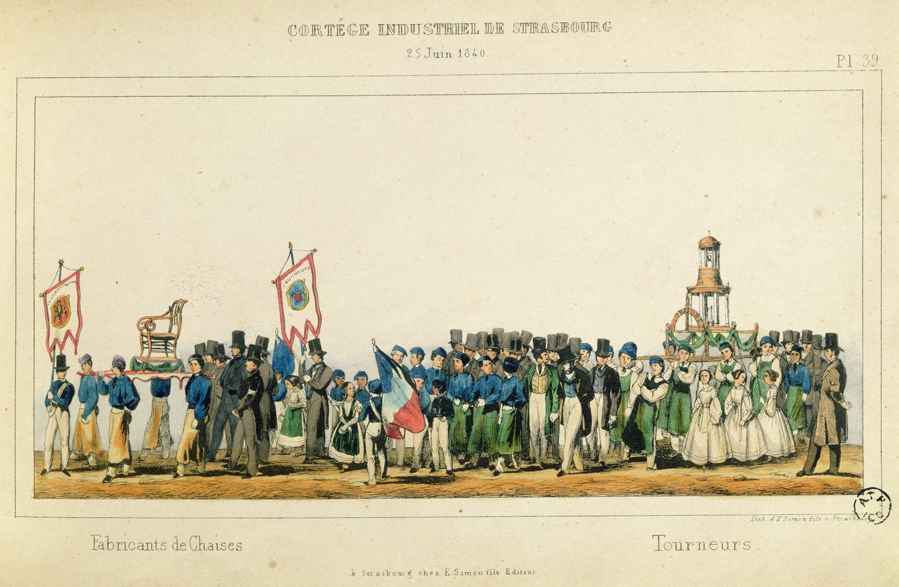 1840年6月25日、ストラスブールでの椅子メーカーの行列 作： フレデリック・エミール・サイモン