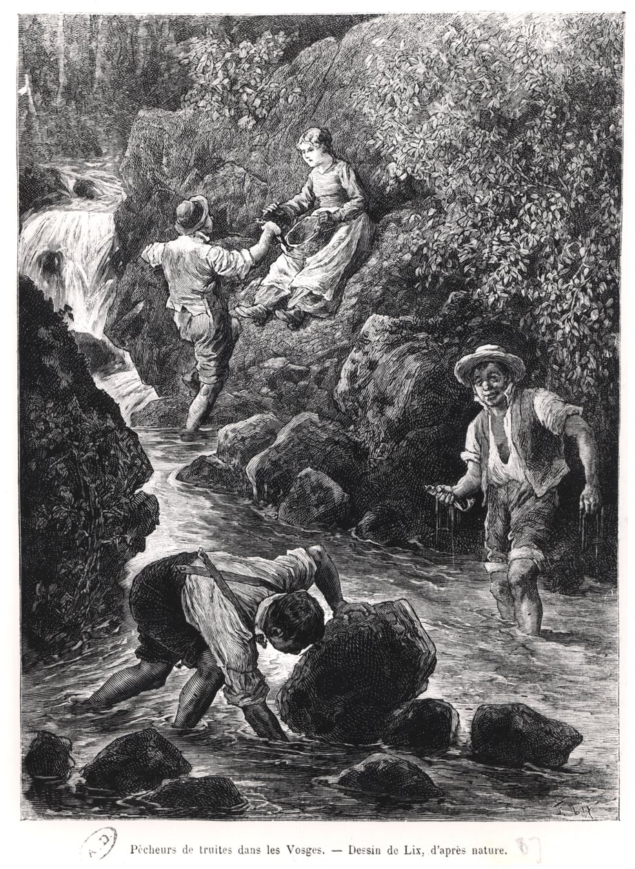 ヴォージュのマスの釣り、1887 作： フレデリック・セオドア・リックス