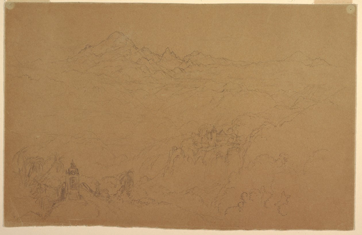 デッサン、アンデスの風景、1853年7月 作： フレデリックエドウィン教会