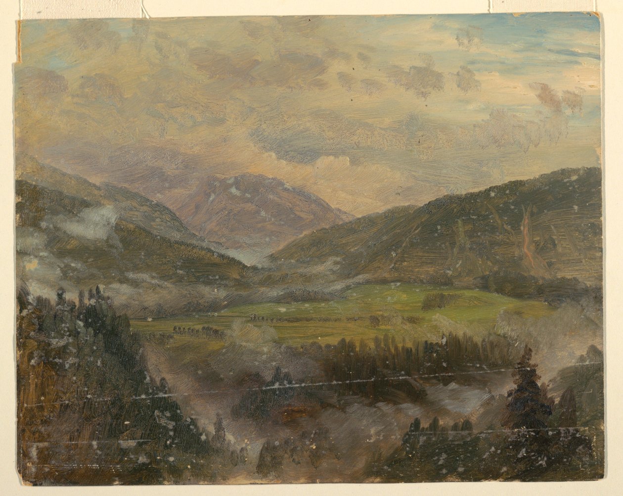 素描《アプラインの風景（バイエルンかスイス）》1868年 作： フレデリックエドウィン教会