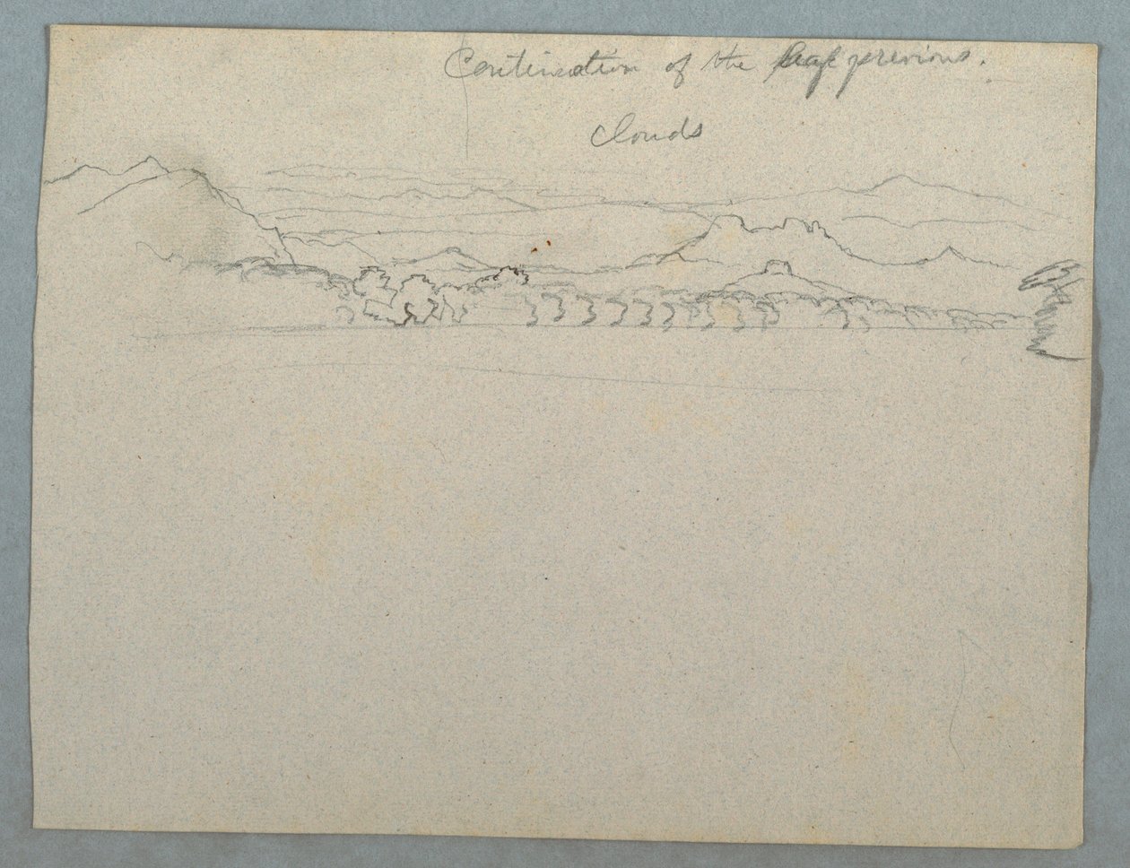 デッサン、湾の傍らに見える雲に覆われた南米の山の風景、パート2、1853年、おそらく5月 作： フレデリックエドウィン教会