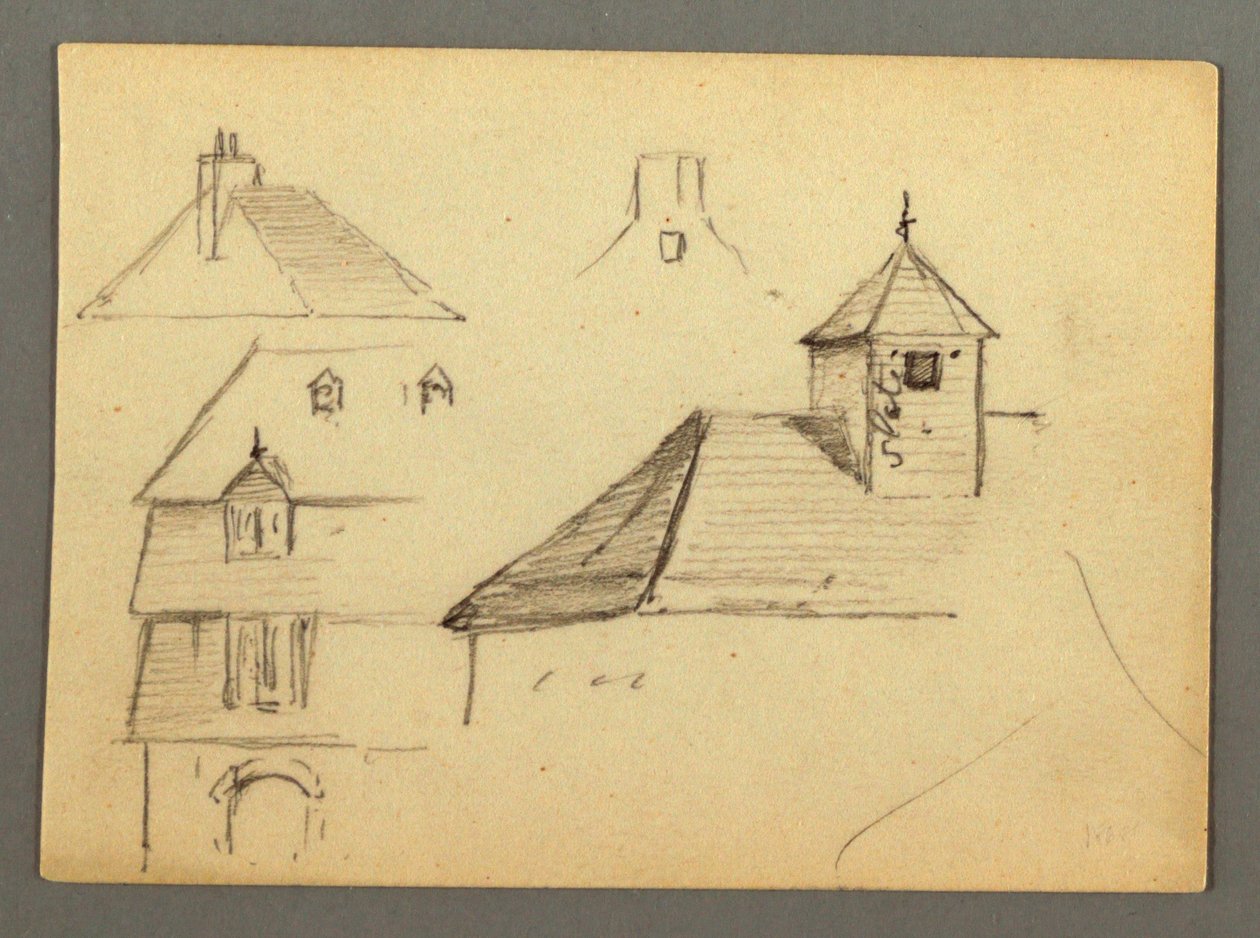 図面、邸宅の角、屋上、おそらく1868年 作： フレデリックエドウィン教会