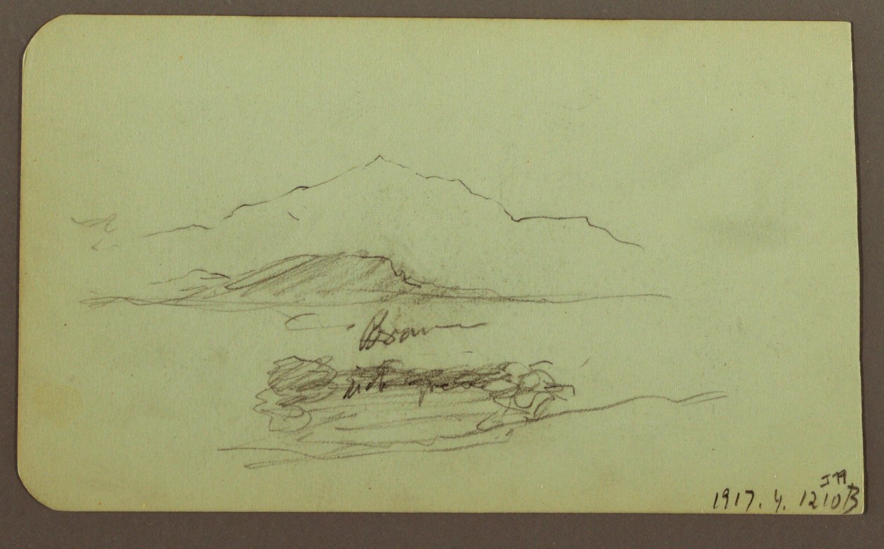 素描、丘、牛；裏面：風景、1883年 作： フレデリックエドウィン教会