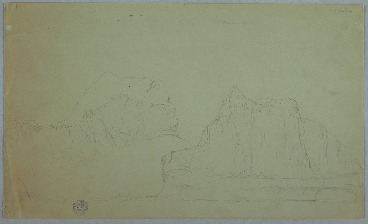 デッサン、2つの峰を持つ氷山、1859年6月または7月 作： フレデリックエドウィン教会