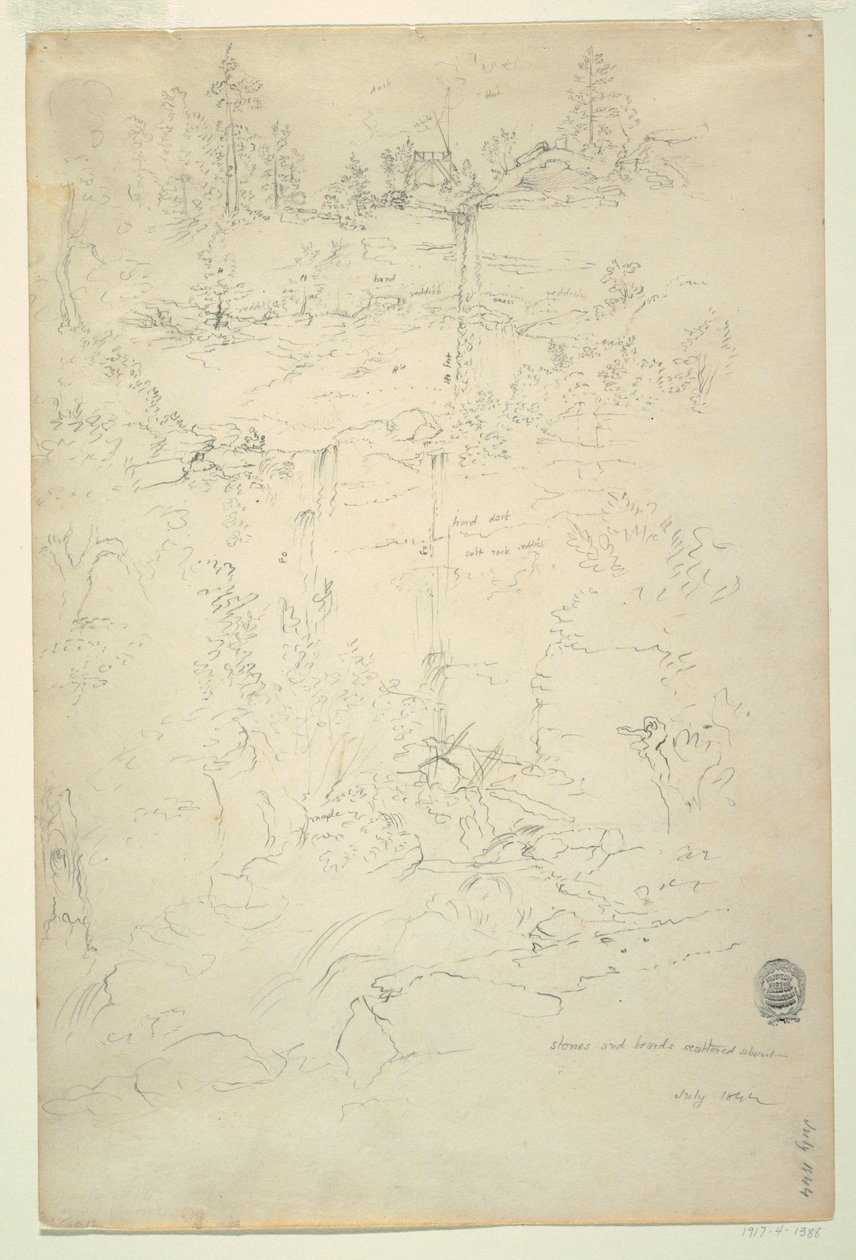 1844年7月、ニューヨーク州キャッツキル山地、カータースキル・フォールズ 作： フレデリックエドウィン教会