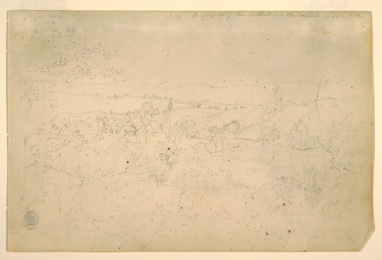 素描、風景、1844年7月 作： フレデリックエドウィン教会
