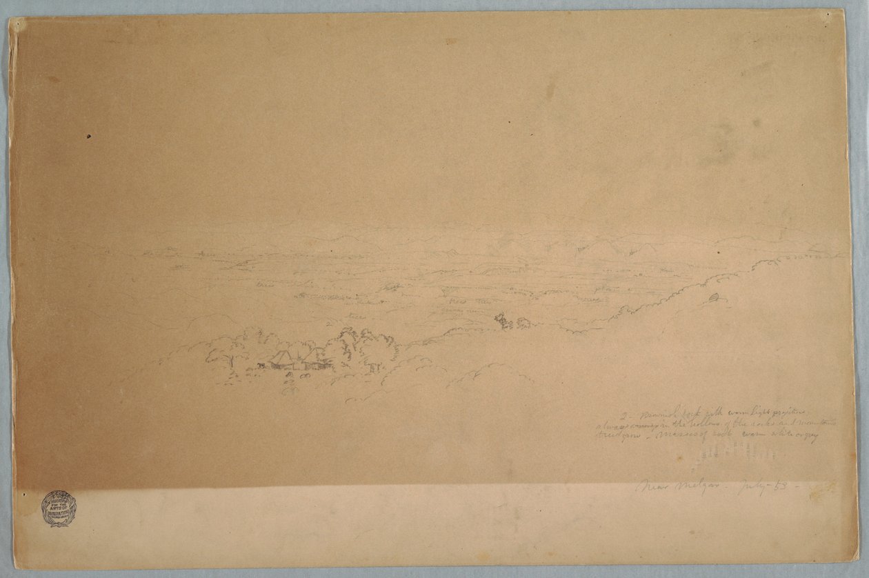 素描、メルガル近郊の風景、コロンビア、1853年7月 作： フレデリックエドウィン教会