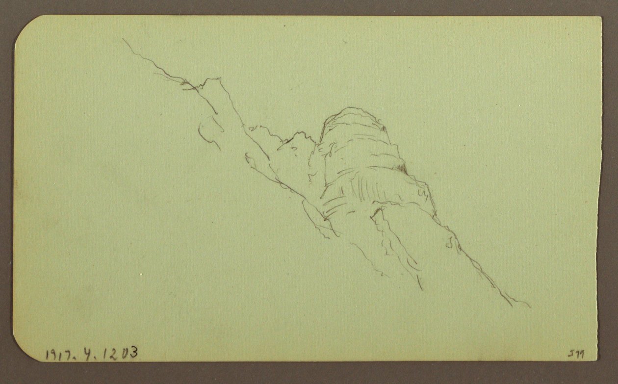 素描、風景；裏面：山腹、1883年 作： フレデリックエドウィン教会