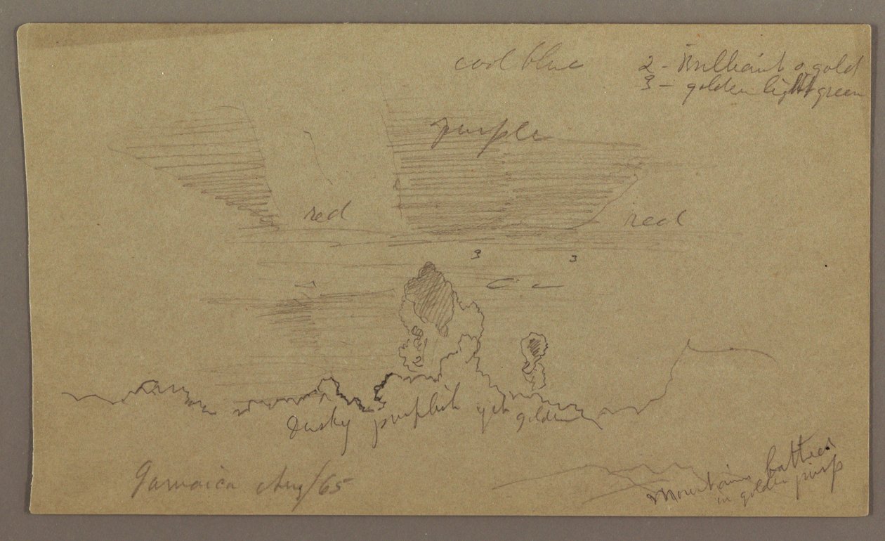 素描、風景；裏面：空、1865年8月 作： フレデリックエドウィン教会