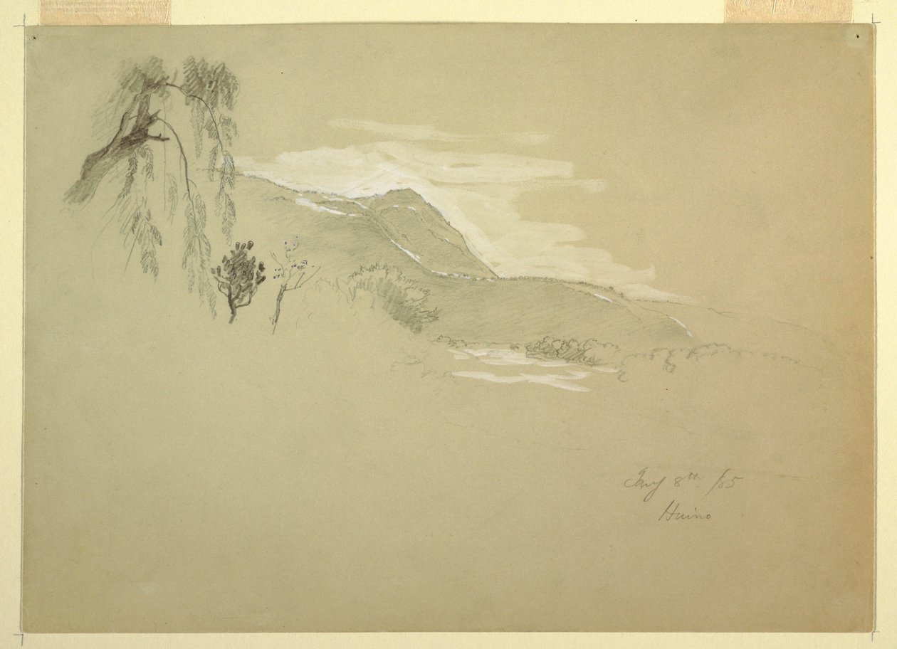 デッサン、メキシコ、ウイノ近くの風景、1885年1月8日 作： フレデリックエドウィン教会