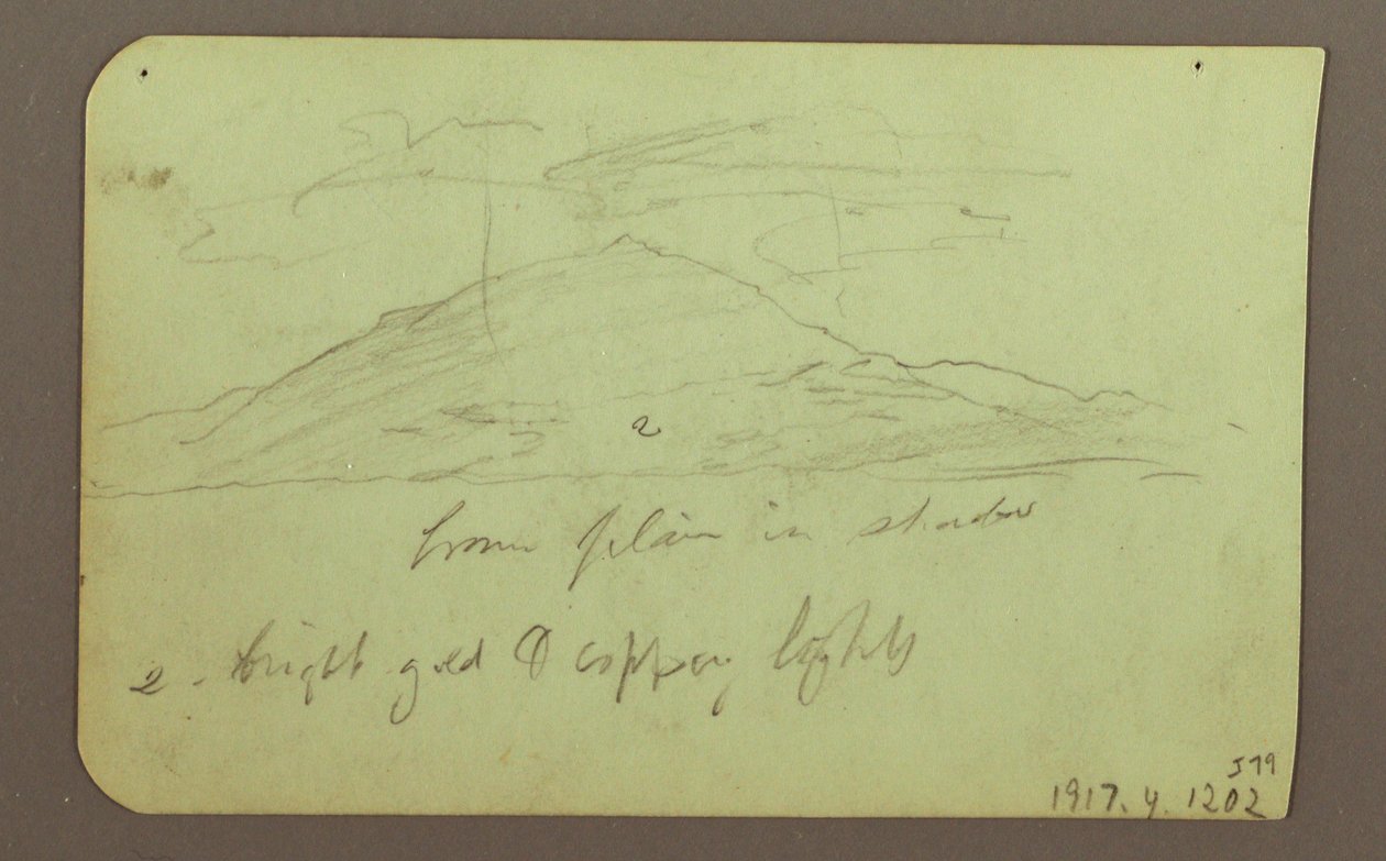 ドローイング、雲のある風景、裏面は山、1883年 作： フレデリックエドウィン教会