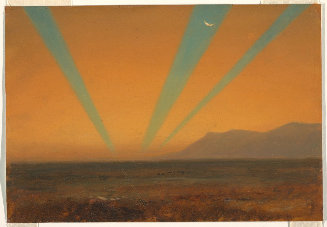 素描《夕日のある風景》1860-70年 作： フレデリックエドウィン教会