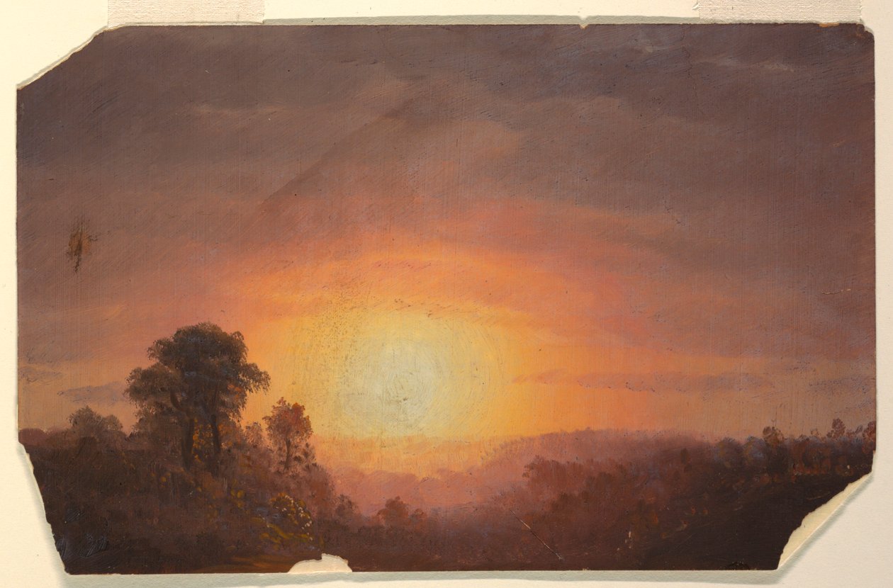 素描《夕日のある風景》1860-70年 作： フレデリックエドウィン教会