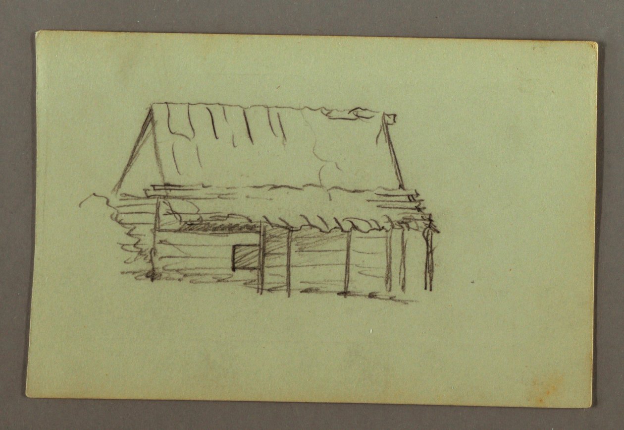 ドローイング、丸太小屋、1856年頃 作： フレデリックエドウィン教会