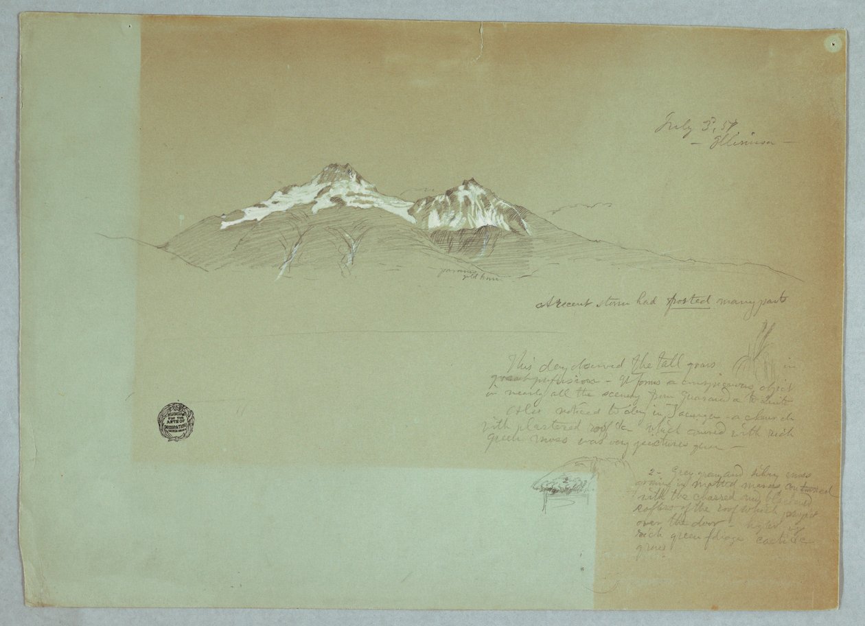 デッサン（1857年7月3日、エクアドル、イリニーザ山 作： フレデリックエドウィン教会